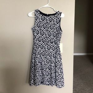Navy and white lacy dress